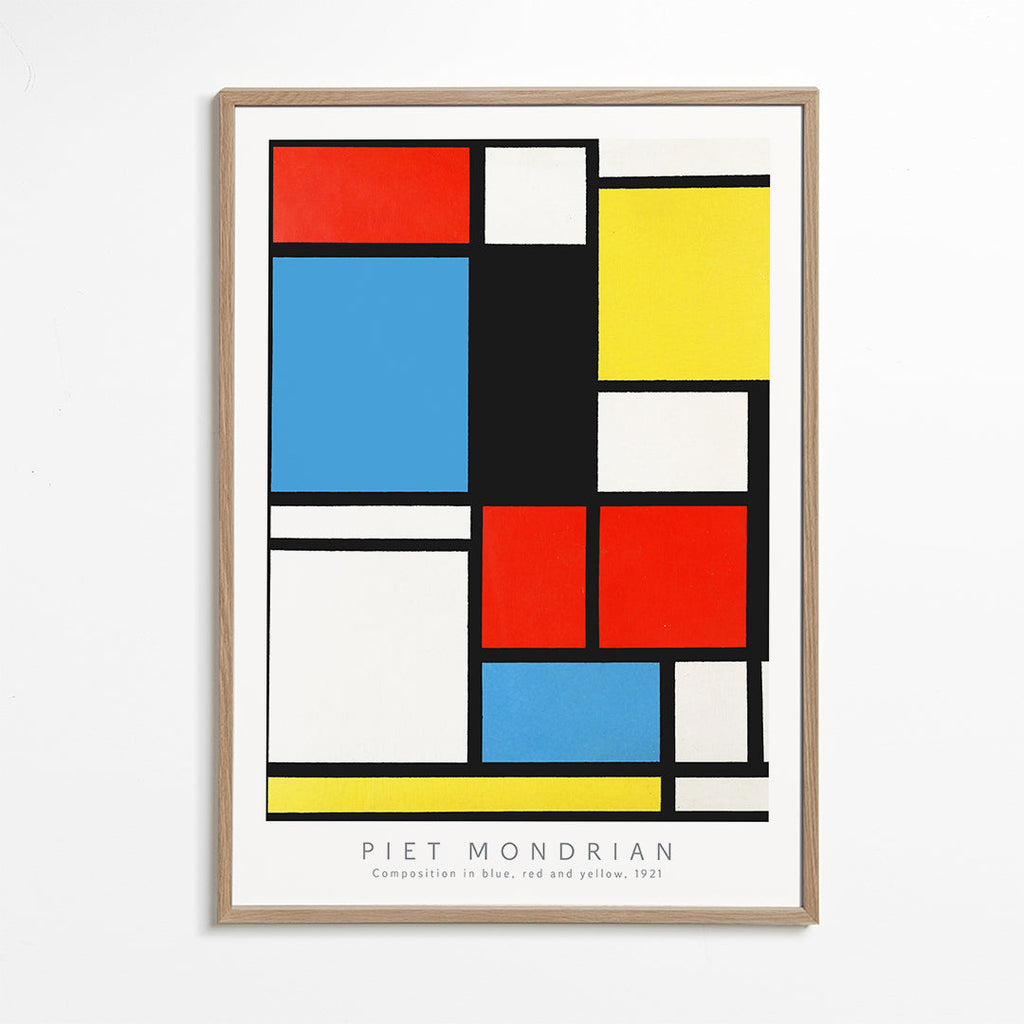 Geometrisk billede Mondrian i primærfarver