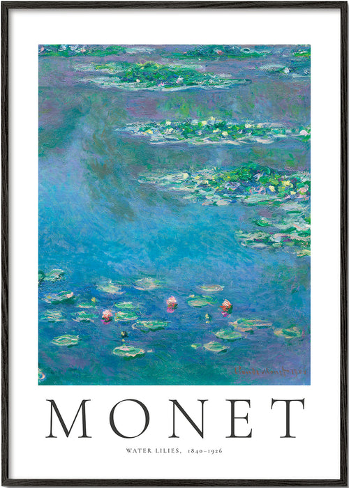 Botanisk plakat: Vandliljer i blå-grøn