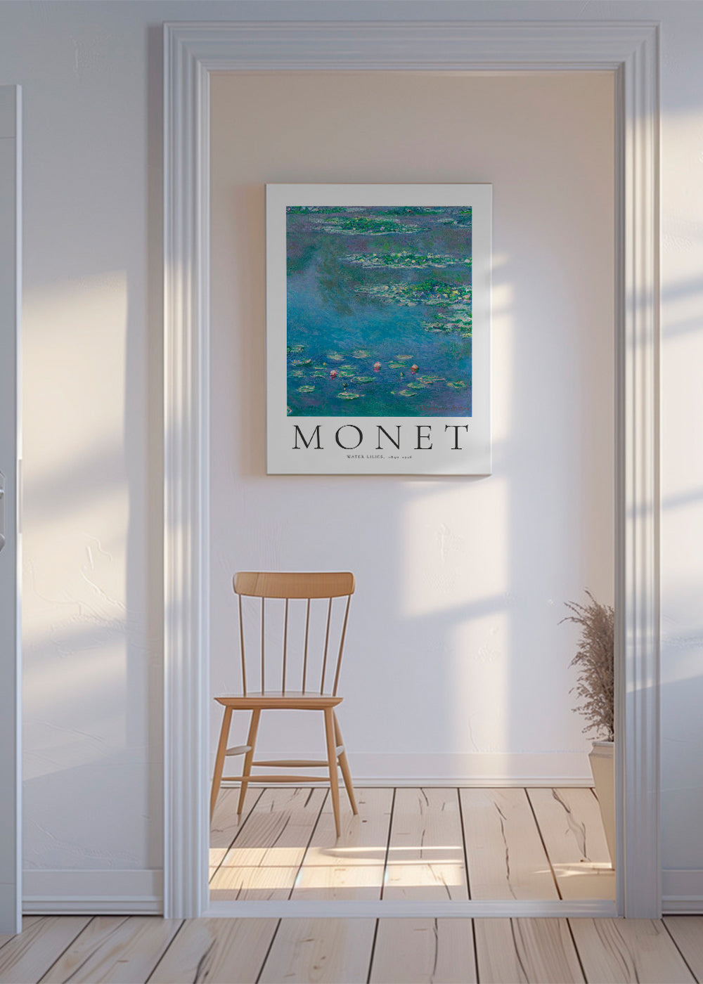 Botanisk plakat: Vandliljer i blå-grøn