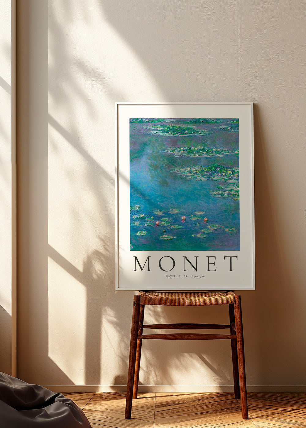 Botanisk plakat: Vandliljer i blå-grøn