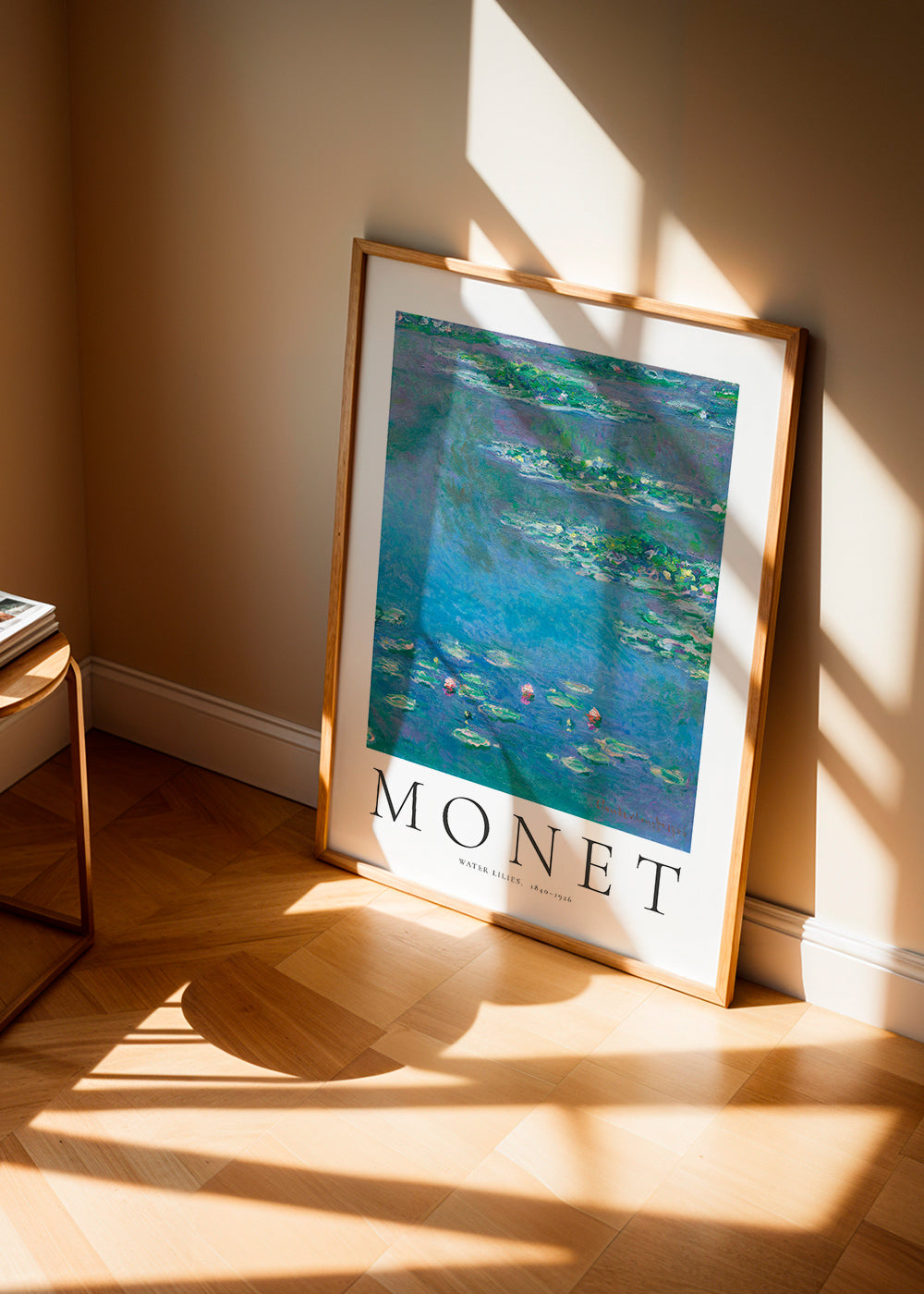 Botanisk plakat: Vandliljer i blå-grøn