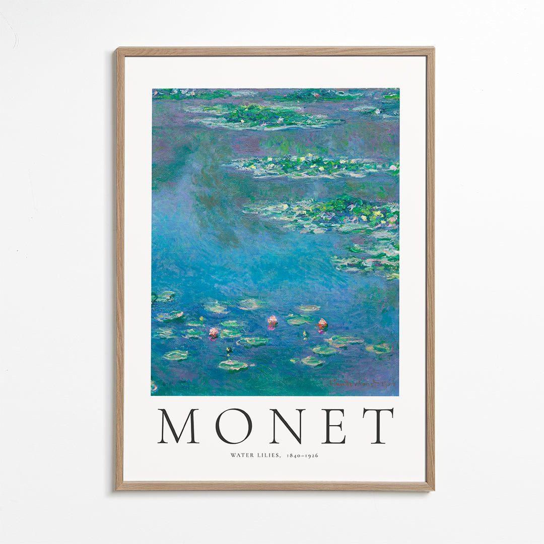 Botanisk plakat: Vandliljer i blå-grøn