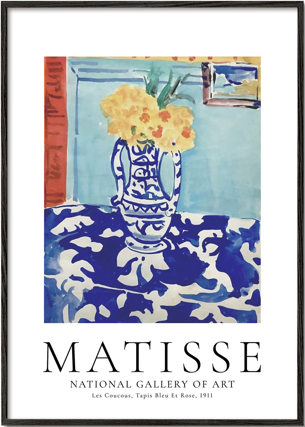 Botanisk plakat blå vase med blomster
