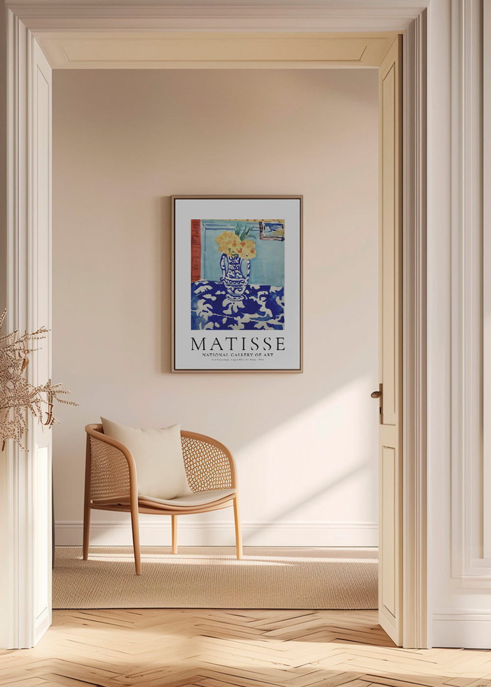 Botanisk plakat blå vase med blomster