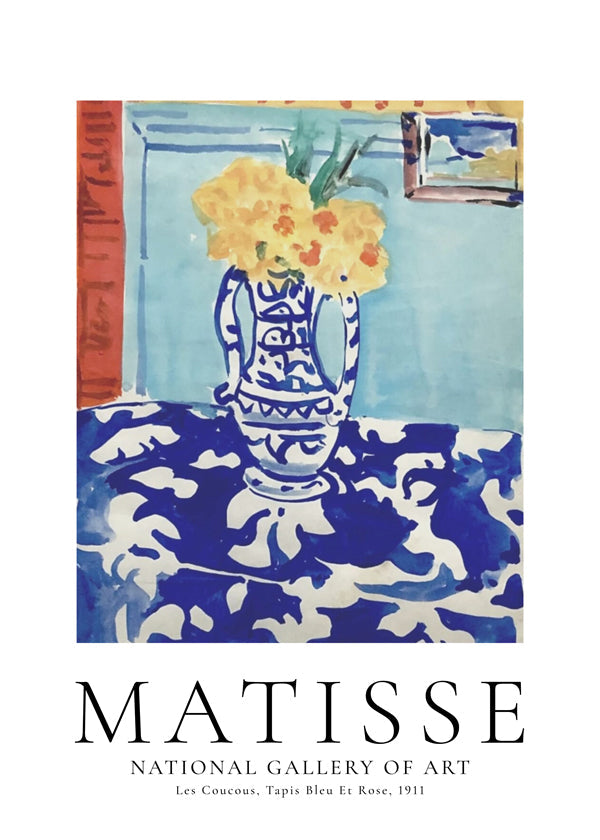 Botanisk plakat blå vase med blomster