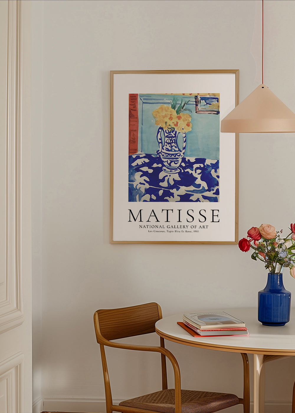 Botanisk plakat blå vase med blomster