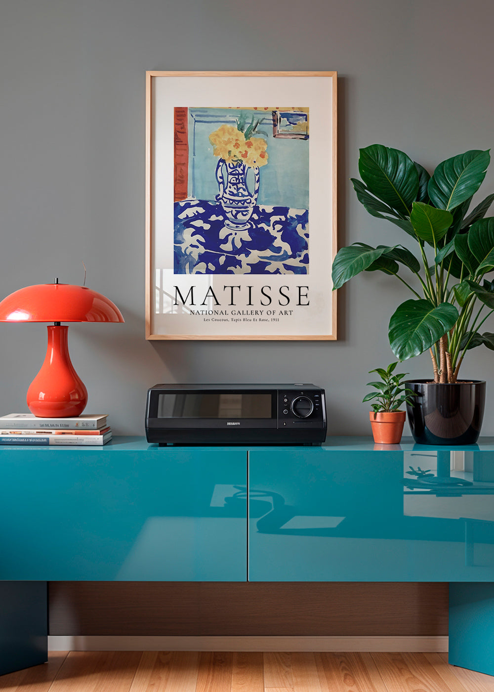 Botanisk plakat blå vase med blomster