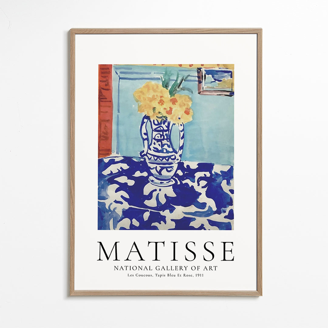 Botanisk plakat blå vase med blomster