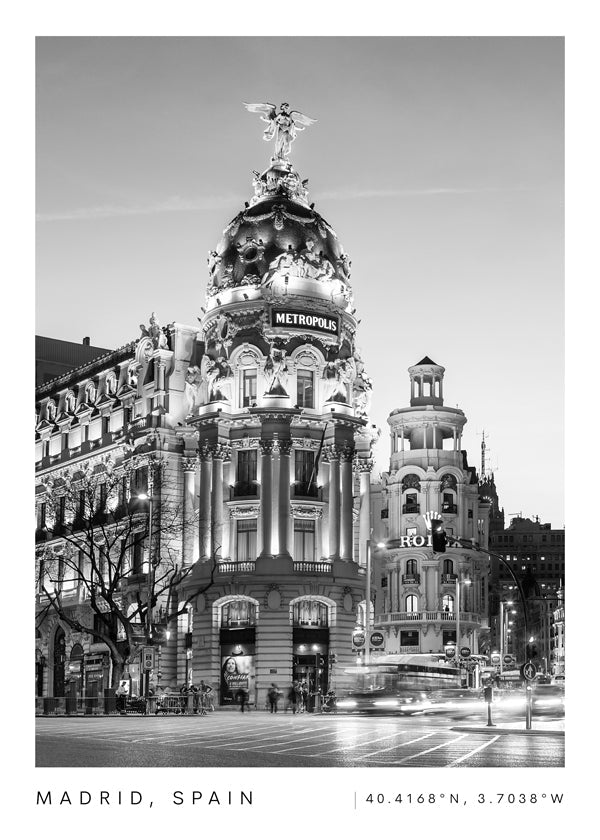 Køkkenkunst Madrid Metropolis sort-hvid