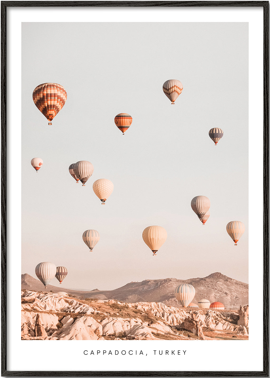 Rejseplakat: luftballoner i Cappadocia