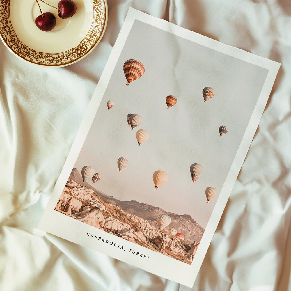 Rejseplakat: luftballoner i Cappadocia