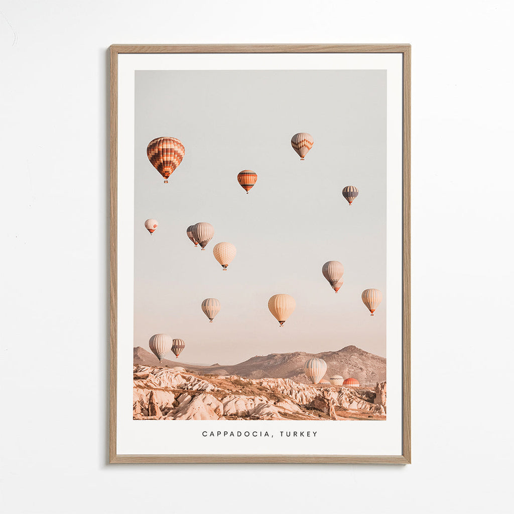 Rejseplakat: luftballoner i Cappadocia