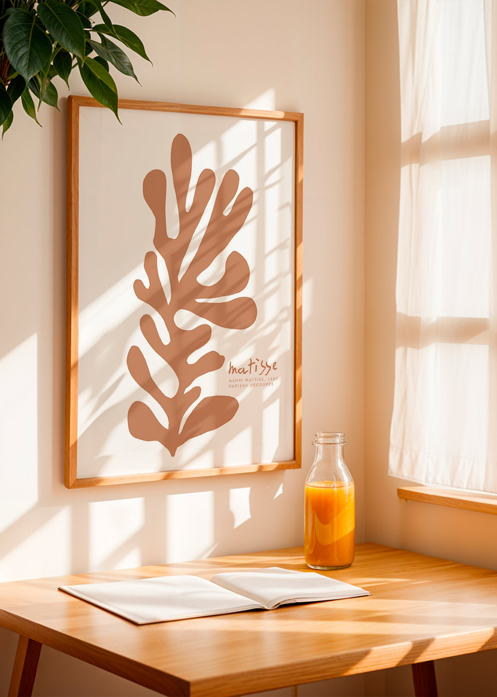 Botanisk plakat udskåret blad i Matisse-stil