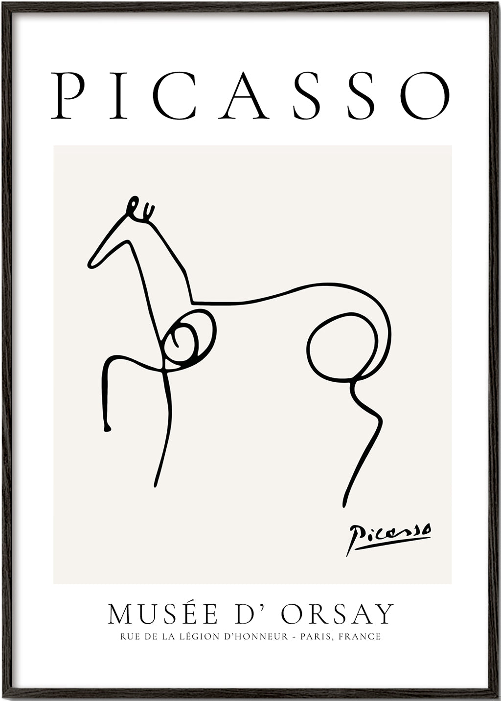 Kunstværk hest linjetegning af Picasso