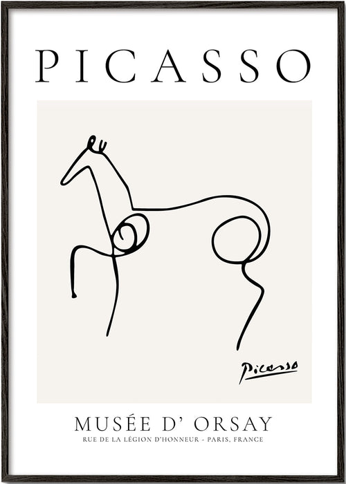 Kunstværk hest linjetegning af Picasso