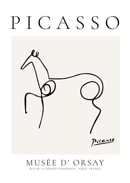 Kunstværk hest linjetegning af Picasso