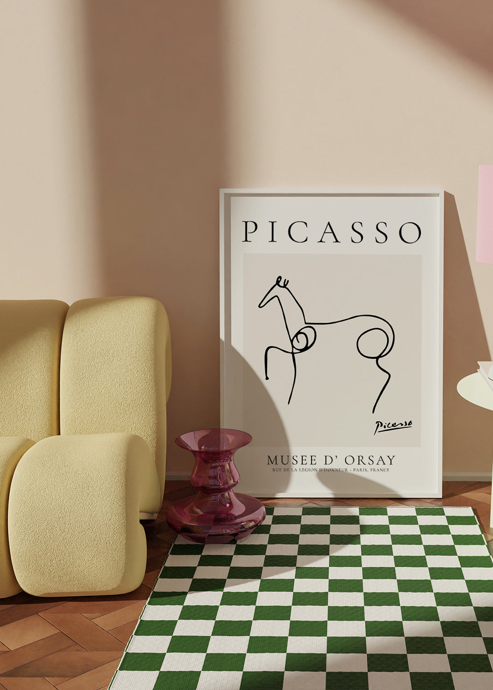 Kunstværk hest linjetegning af Picasso