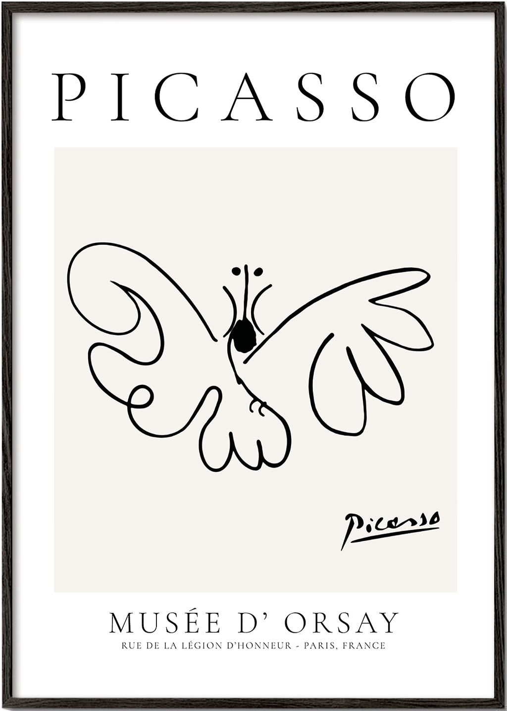 Plakat sommerfugl linjetegning i Picasso-stil
