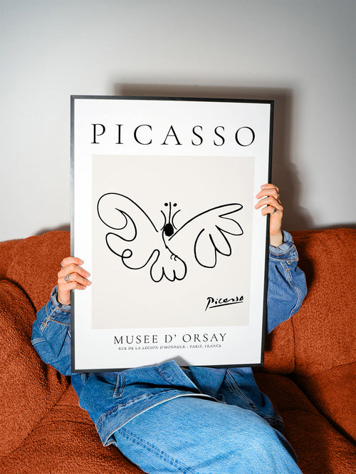 Plakat sommerfugl linjetegning i Picasso-stil