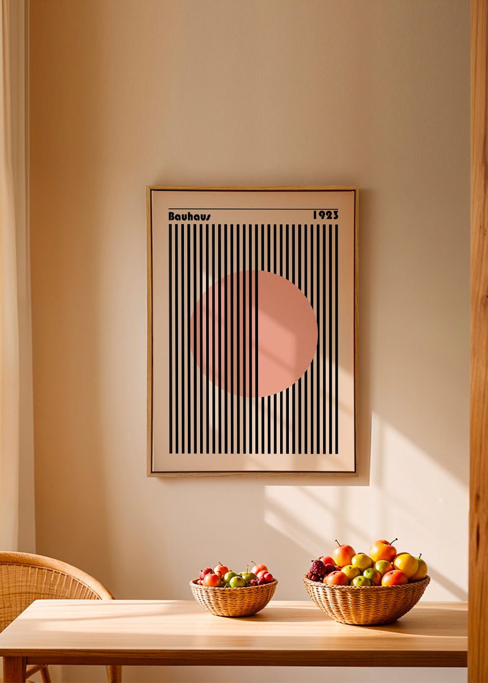 Geometrisk plakat rosa cirkel Bauhaus
