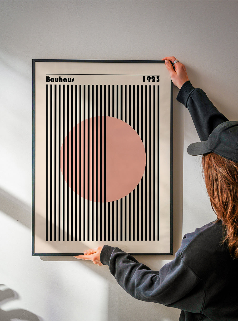 Geometrisk plakat rosa cirkel Bauhaus
