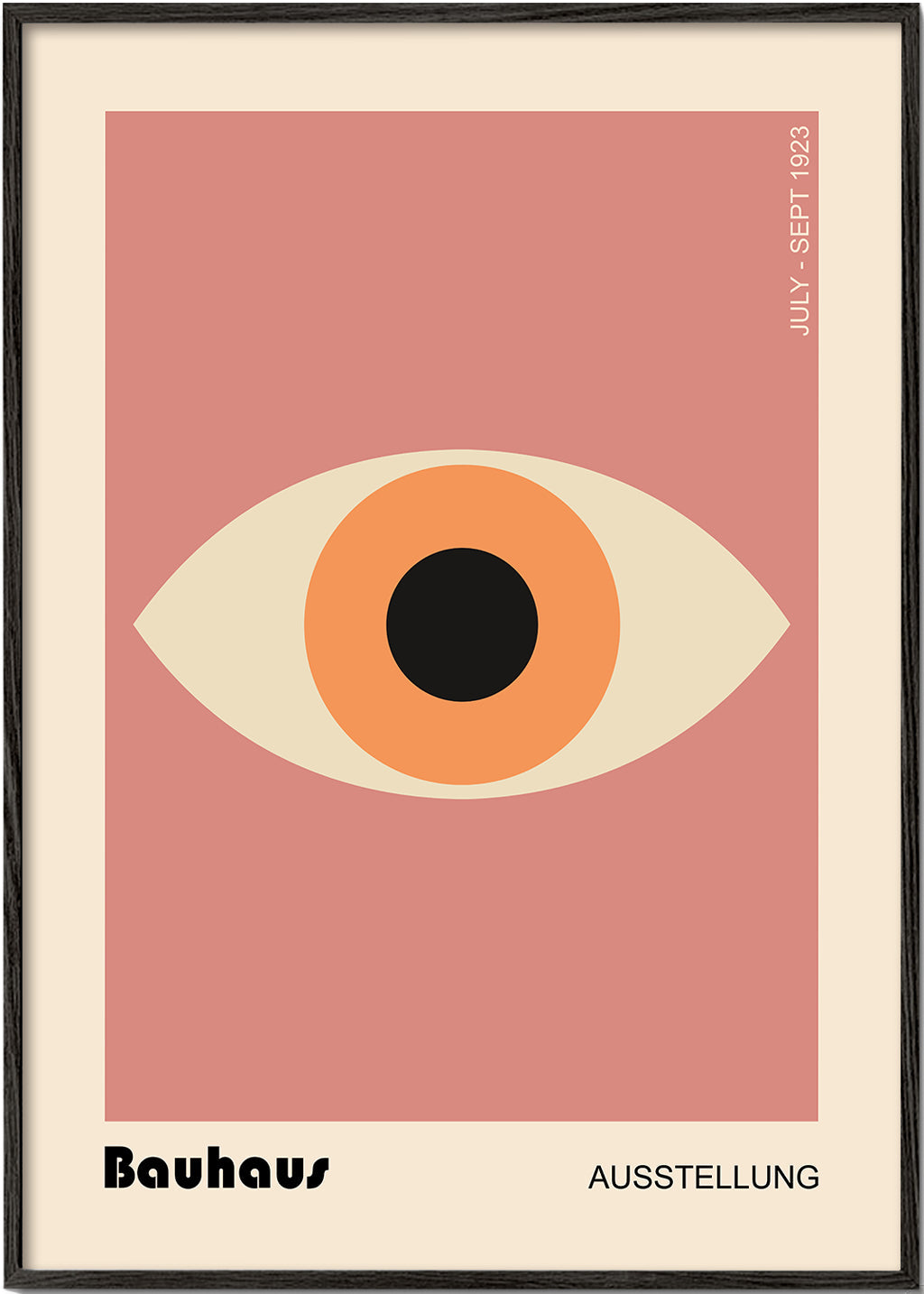 Geometrisk plakat Bauhaus øje rosa