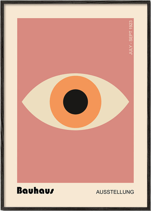 Geometrisk plakat Bauhaus øje rosa