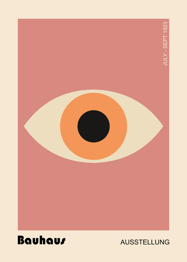 Geometrisk plakat Bauhaus øje rosa