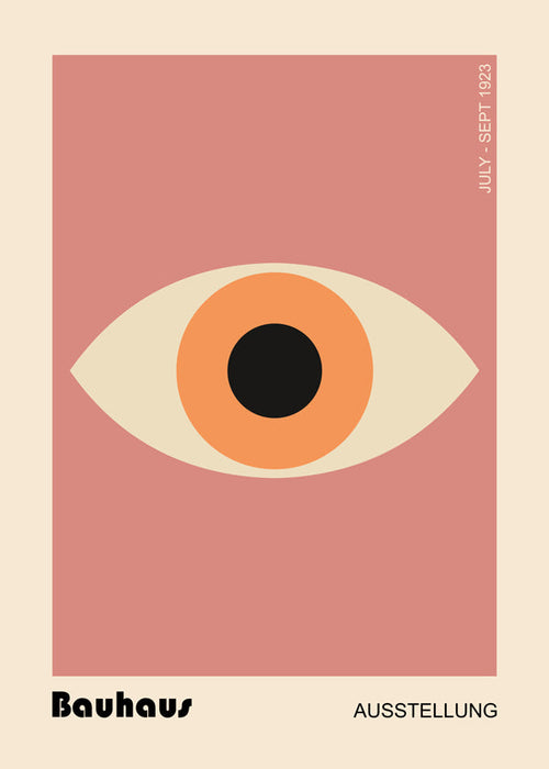 Geometrisk plakat Bauhaus øje rosa