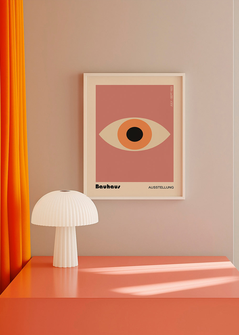 Geometrisk plakat Bauhaus øje rosa