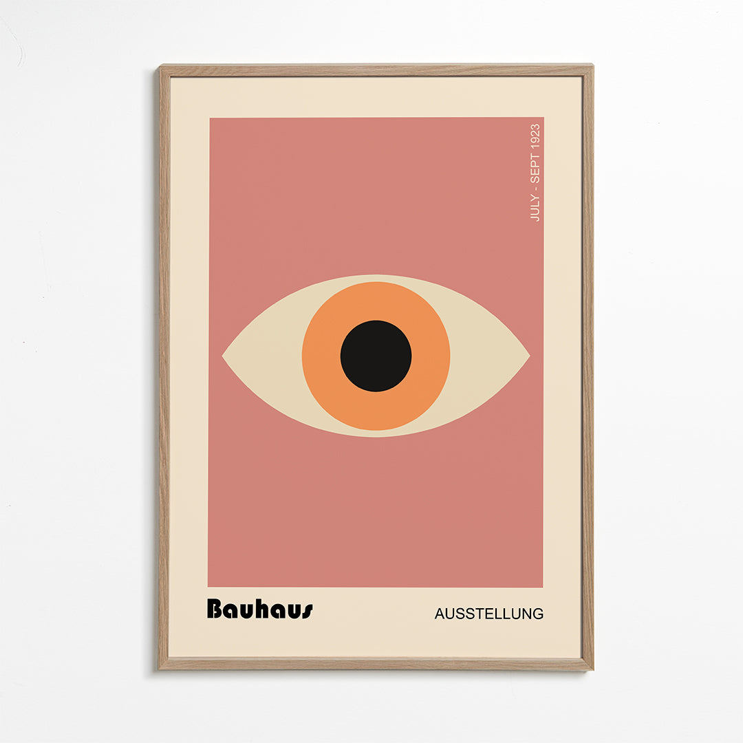 Geometrisk plakat Bauhaus øje rosa