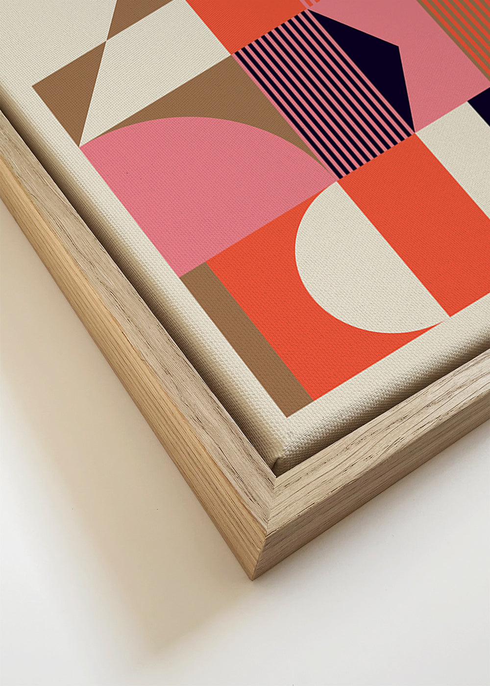 Geometrisk Bauhaus-plakat i koral og pink