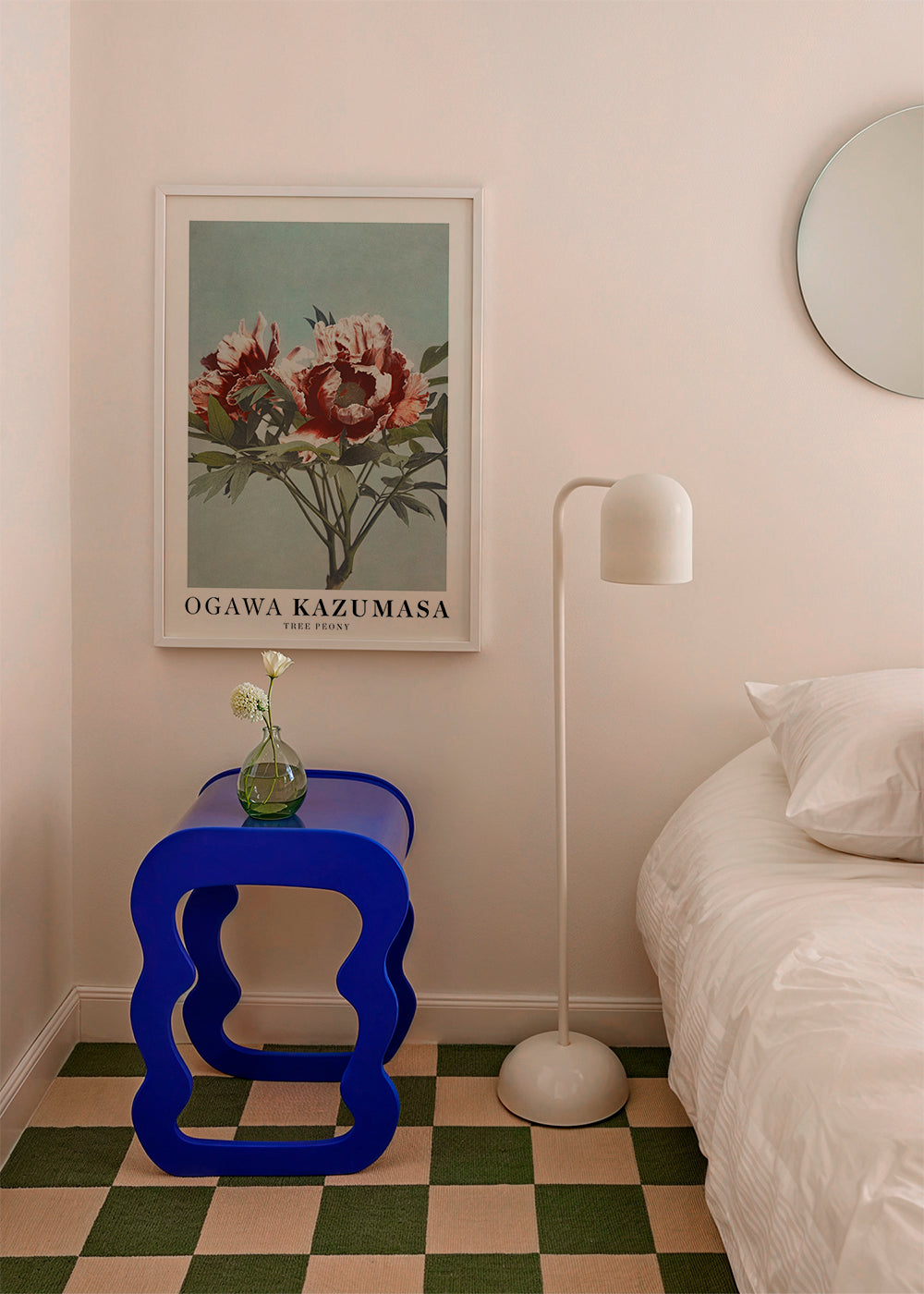 Botanisk plakat Rød pæon på aquamarin