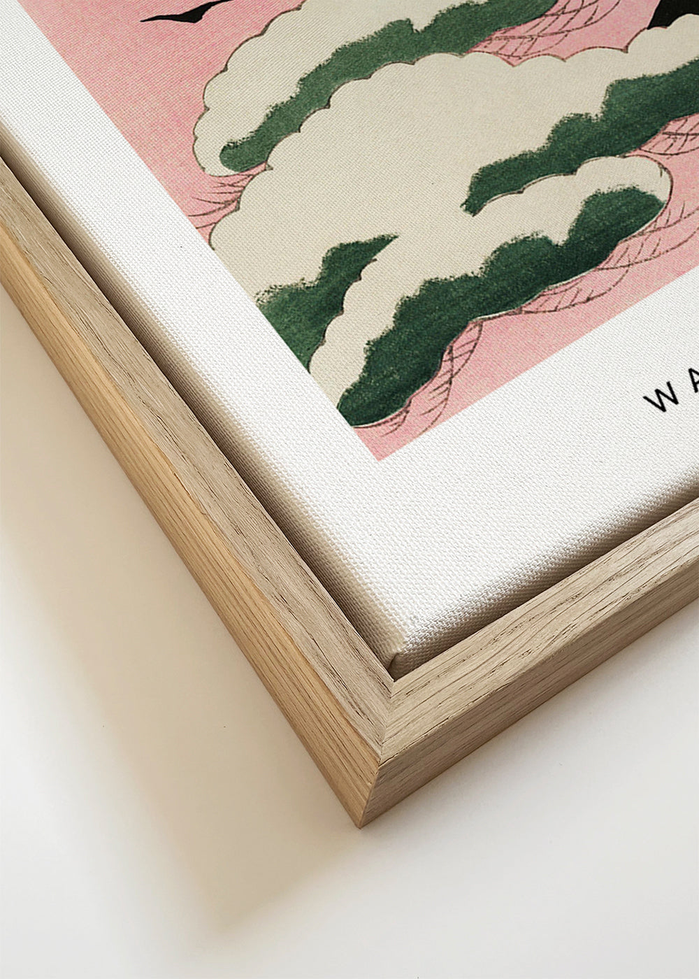 Japansk illustration rosa himmel med skyer og fugle