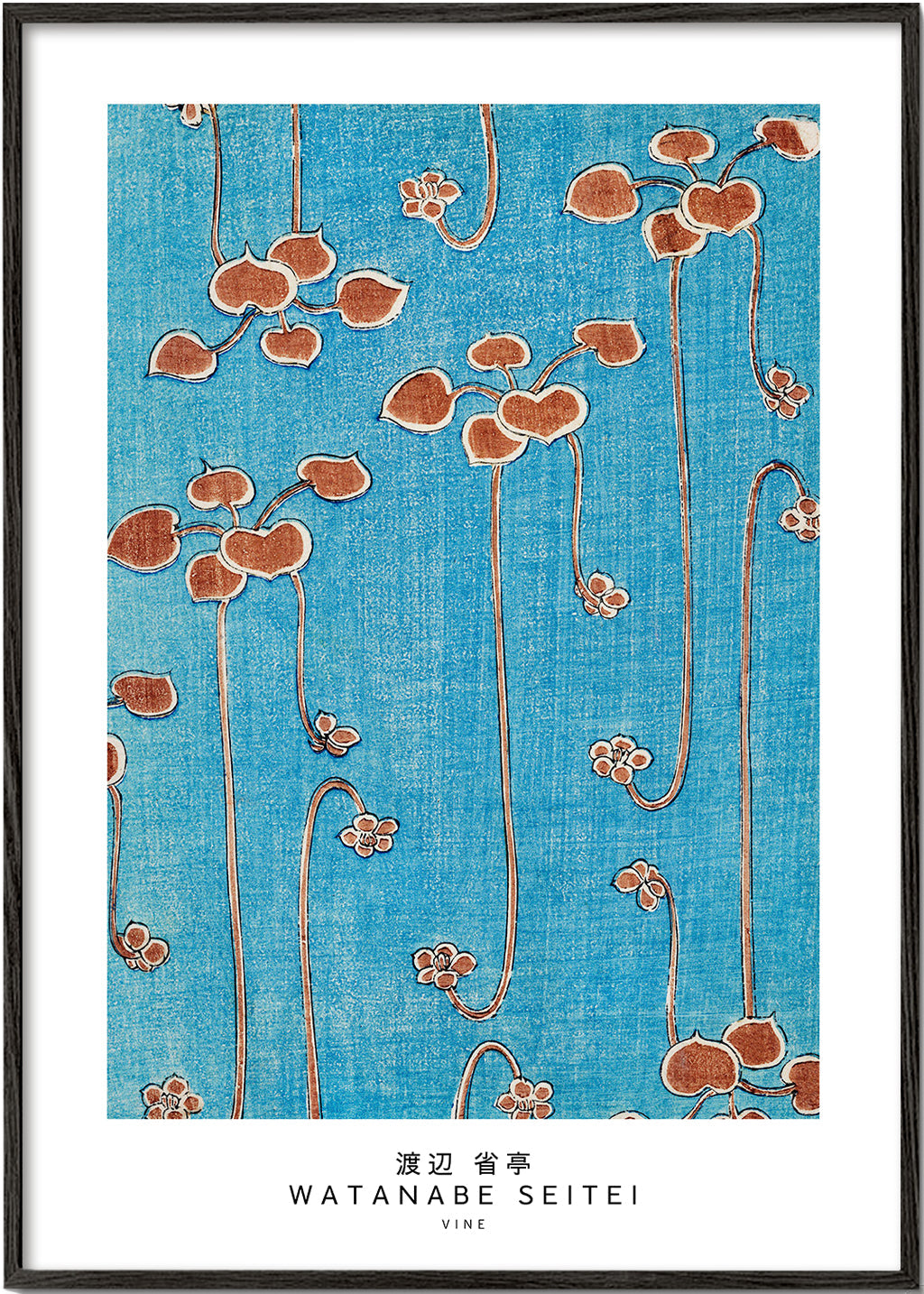 Botanisk plakat med japansk vinstok på blå