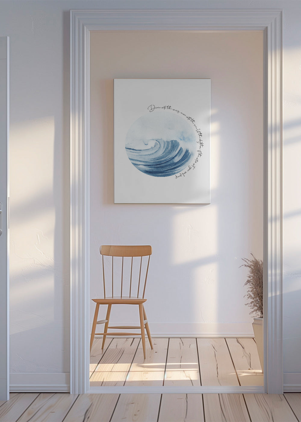 Illustration: bølge i akvarelcirkel
