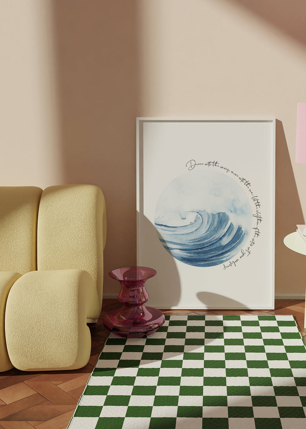 Illustration: bølge i akvarelcirkel
