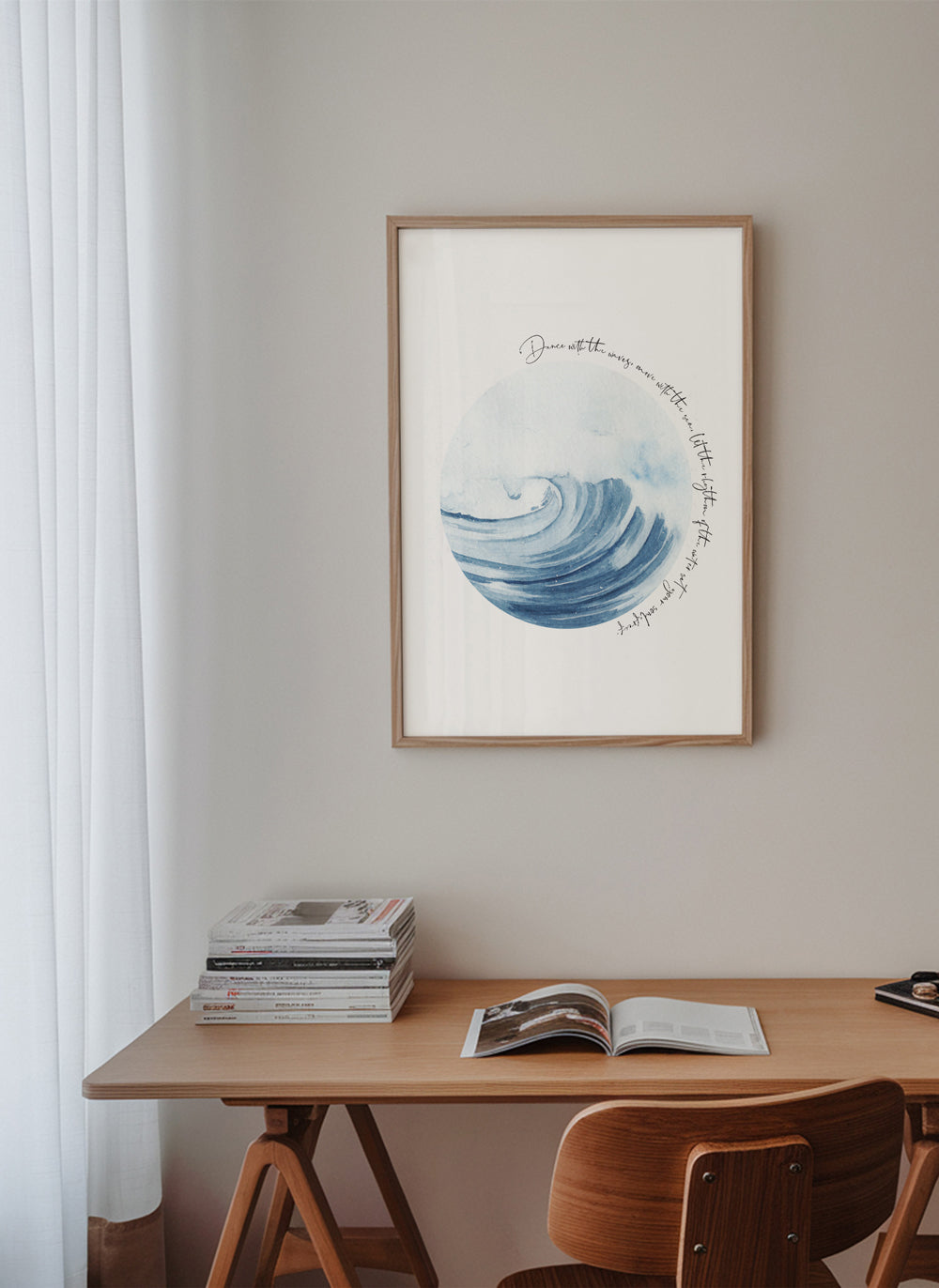 Illustration: bølge i akvarelcirkel