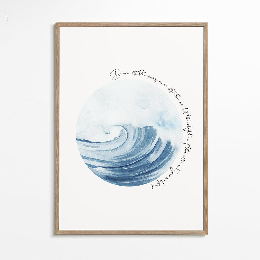 Illustration: bølge i akvarelcirkel