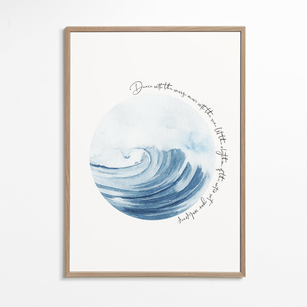 Illustration: bølge i akvarelcirkel