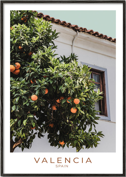 Kunst til byen Valencia med appelsintræ