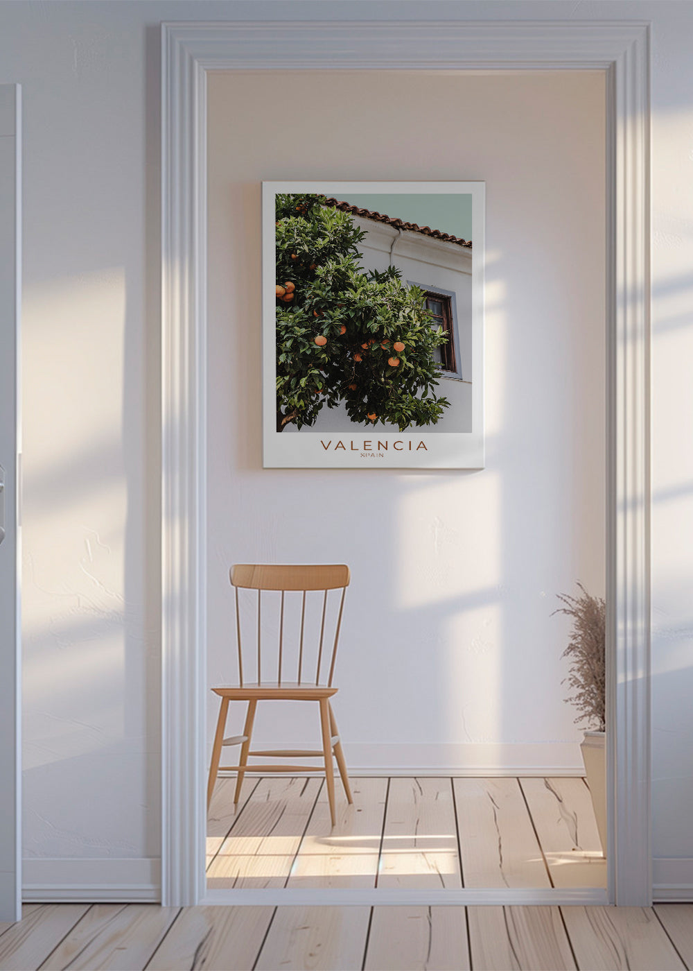 Kunst til byen Valencia med appelsintræ