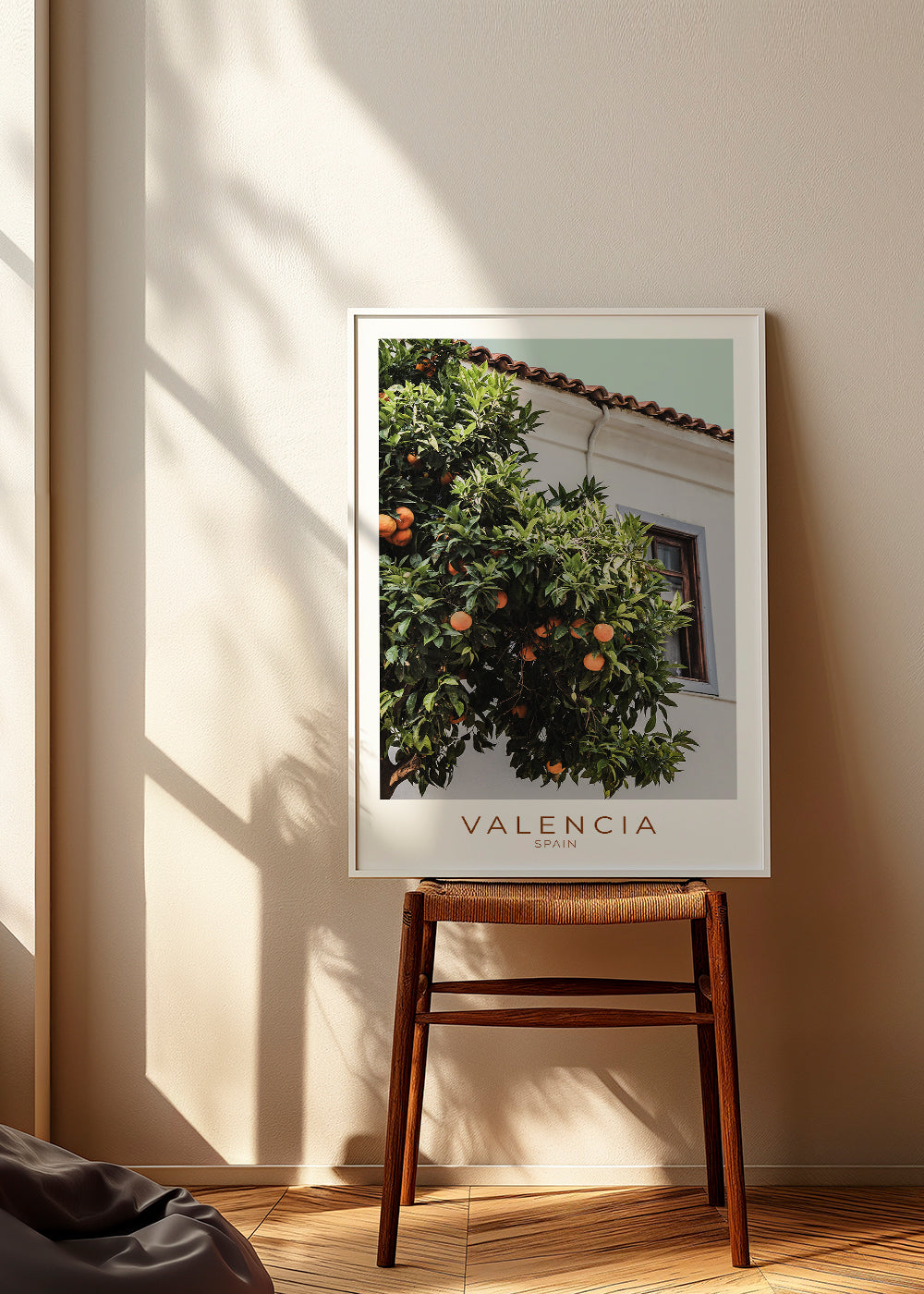 Kunst til byen Valencia med appelsintræ
