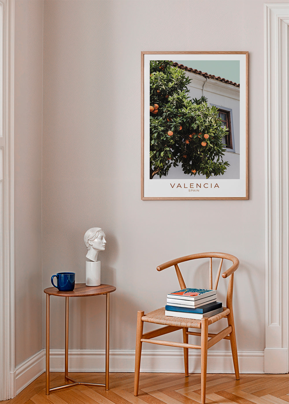 Kunst til byen Valencia med appelsintræ