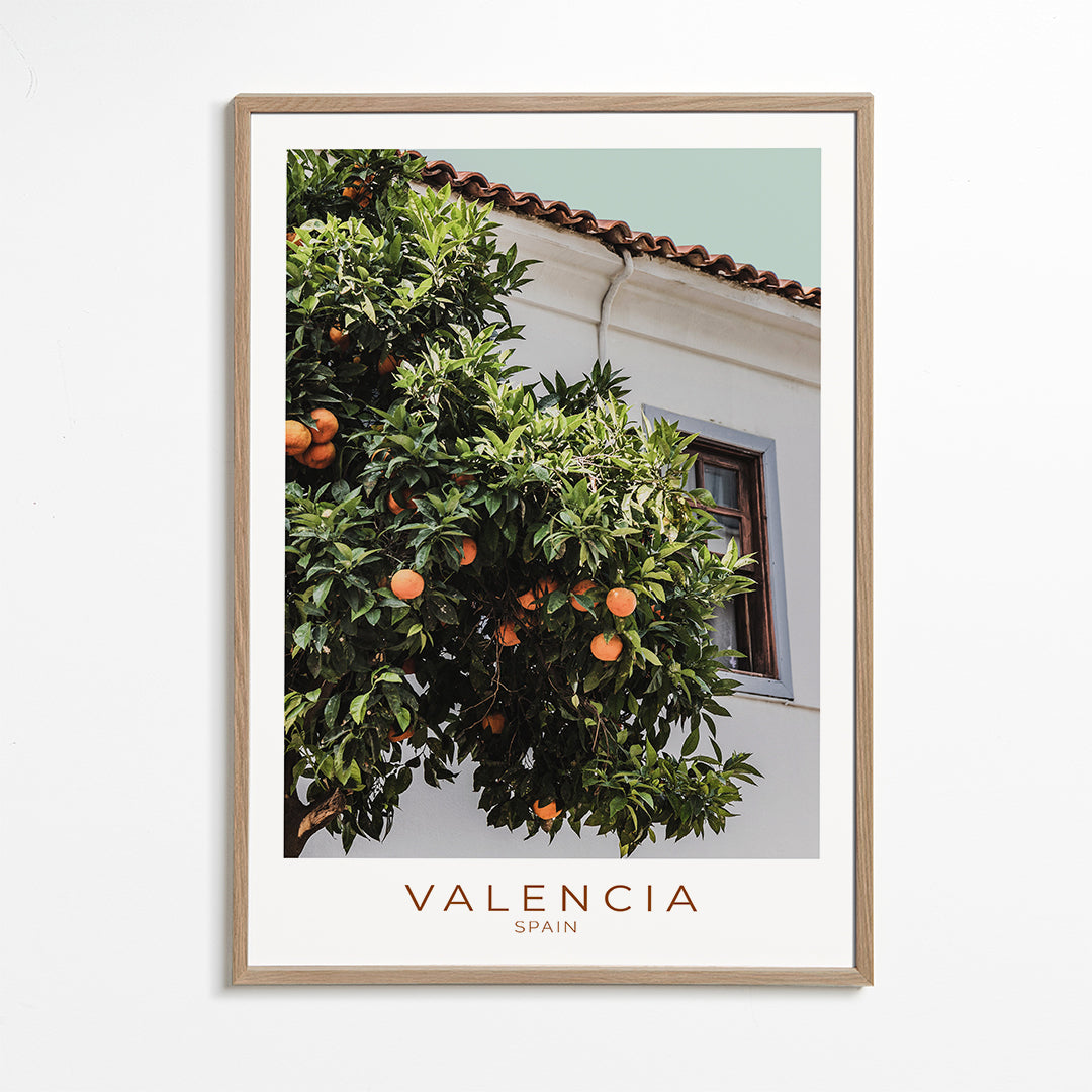 Kunst til byen Valencia med appelsintræ