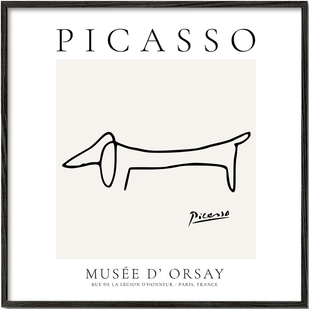 Linjhund kunstværk i Picasso-stil