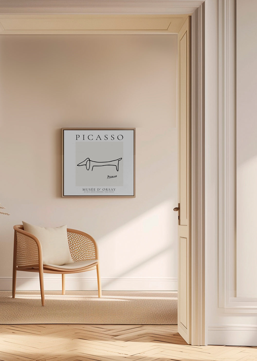 Linjhund kunstværk i Picasso-stil