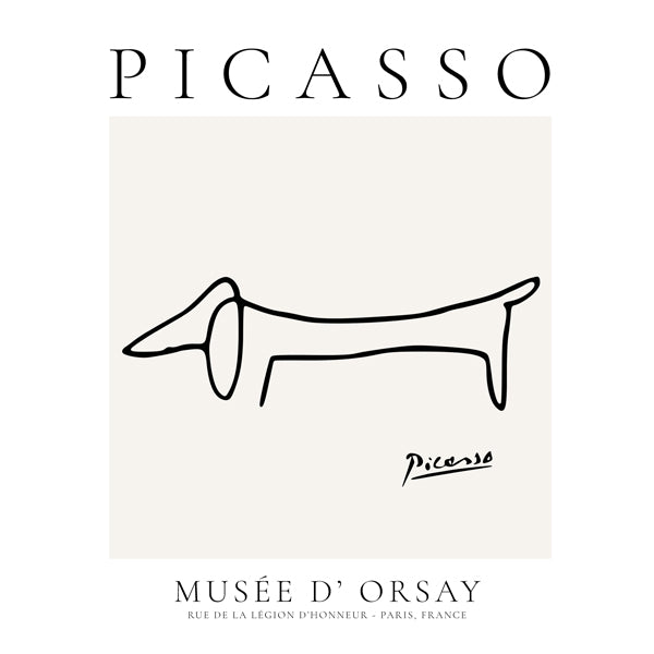 Linjhund kunstværk i Picasso-stil