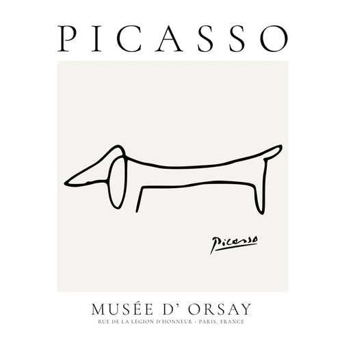 Linjhund kunstværk i Picasso-stil
