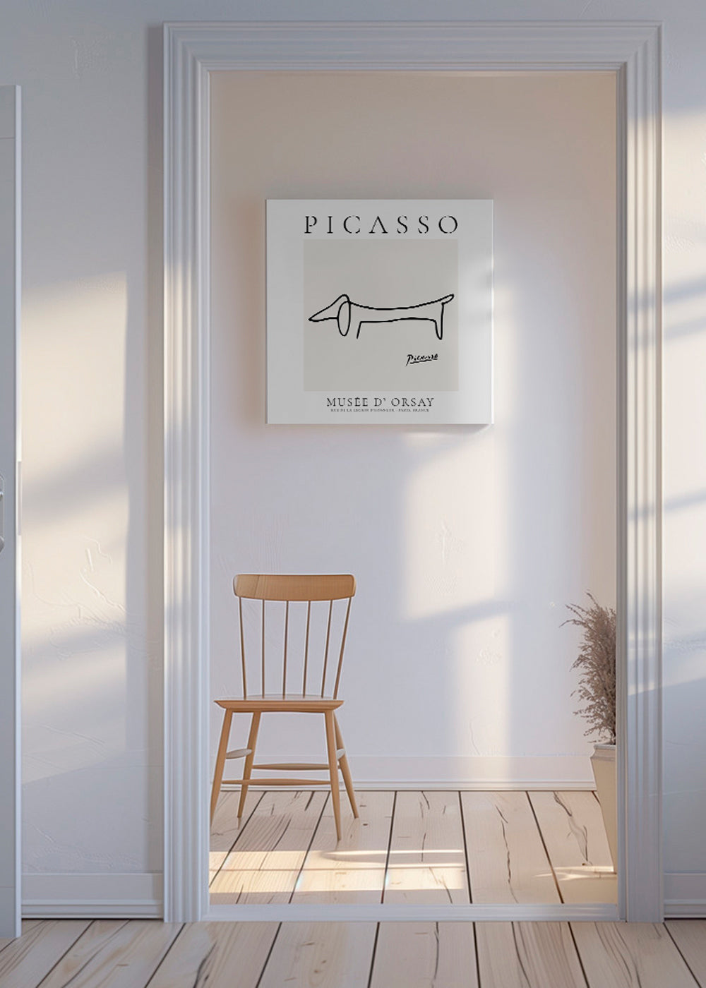 Linjhund kunstværk i Picasso-stil